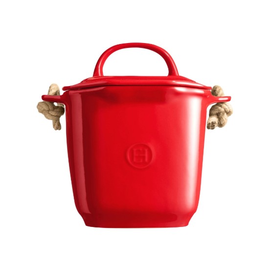 Compost bin, ceramic, 25x20.5cm/3.25L, Burgundy - Emile Henry