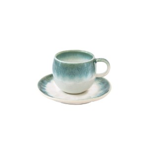 Coffee cup with saucer, porcelain, 120 ml, green, "Nuances" - Easy Life