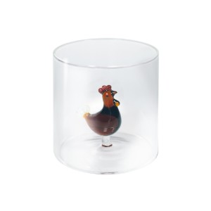 Drinkglas met interieurdecoratie, borosilicaatglas, 250 ml, haan - WD Lifestyle