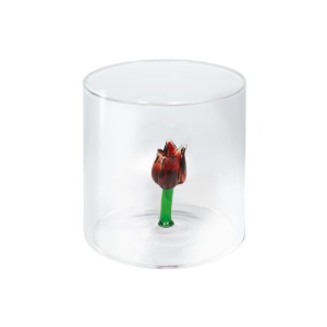 Drinkglas met interieurdecoratie, borosilicaatglas, 250 ml, tulp - WD Lifestyle