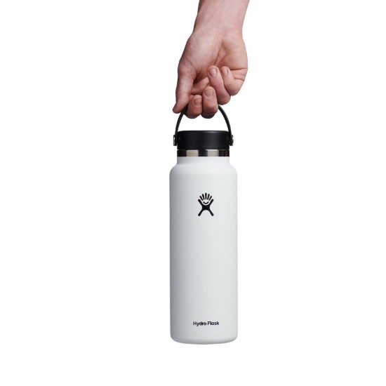 Termisk isolerende flaske, rustfrit stål, 1,18L, "Wide Mouth", White - Hydro Flask