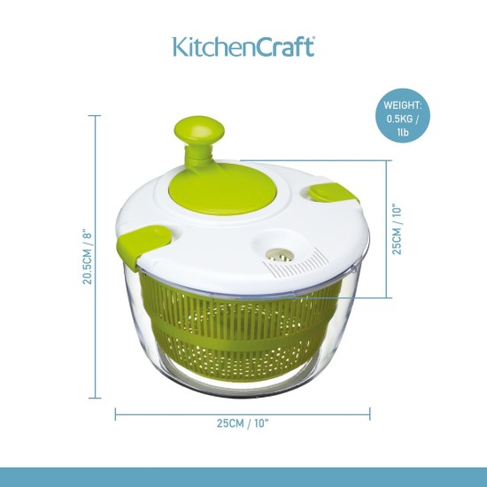 Salad spinner, 25 cm, plastic - Kitchen Craft