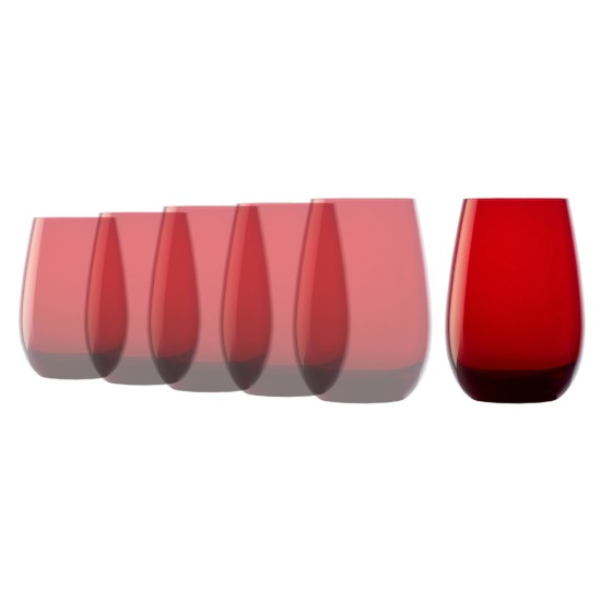 Set van 6 waterglazen, van glas, 465ml, "Elements", Rood - Stolzle