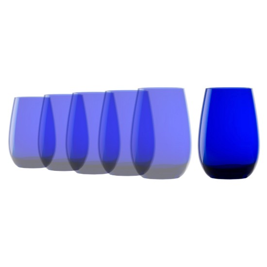 Set van 6 waterglazen, van glas, 465ml, "Elements", Blauw - Stolzle