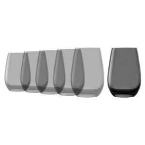 Set di 6 bicchieri da acqua, in vetro, 465 ml, "Elements", grigio scuro - Stolzle
