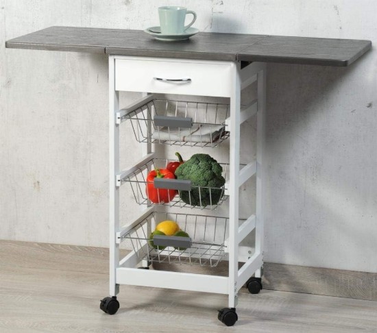 Carrello da cucina, 45/97 x 37 x 75,5 cm, fibra di legno - Kesper