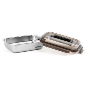 Rectangular food storage container, stainless steel, 1900ml, "Flora" - Cuitisan