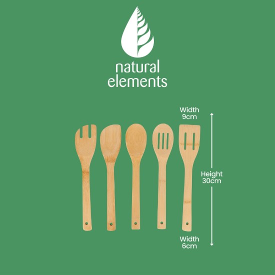 5-delige keukengereiset, 36 cm, bamboe, "Natural Elements" - Kitchen Craft
