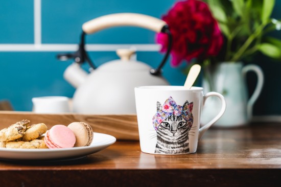 Porcelain mug, 380 ml, cat design - Mikasa
