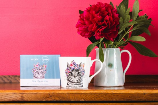 Porcelain mug, 380 ml, cat design - Mikasa