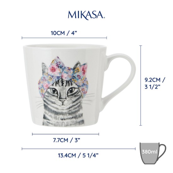Porcelain mug, 380 ml, cat design - Mikasa