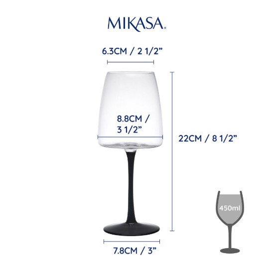 Set calici da vino rosso 4 pezzi, in vetro cristallino, 450 ml, "Palermo" - Mikasa