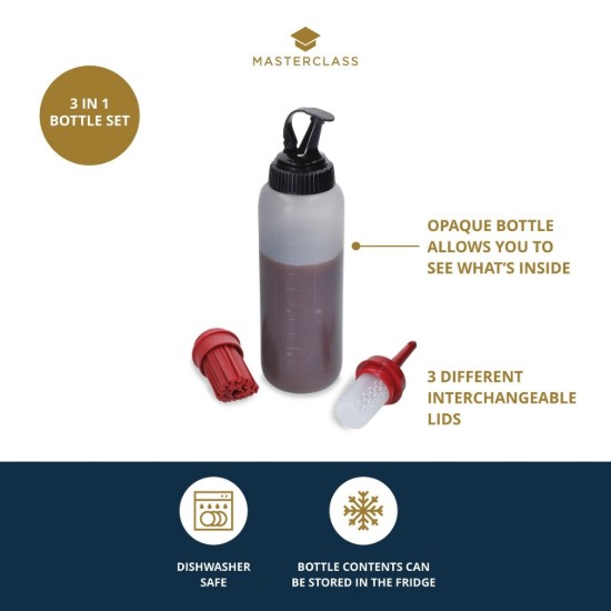 Sauceflaske med 3 udskiftelige ender, 350 ml, plast, "Master Class" - Kitchen Craft