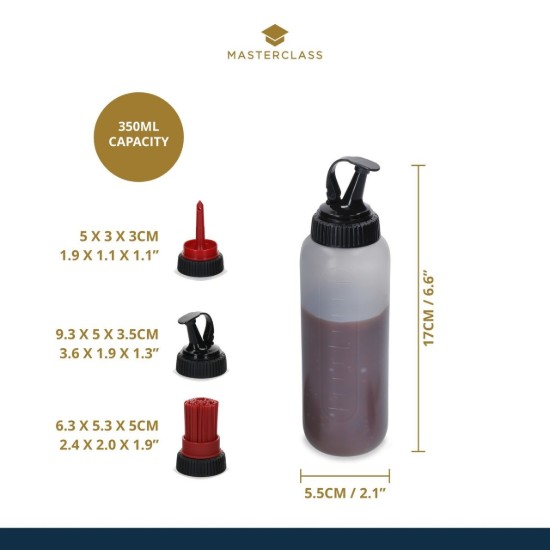 Sauceflaske med 3 udskiftelige ender, 350 ml, plast, "Master Class" - Kitchen Craft
