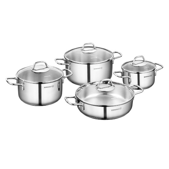 Stainless steel cooking pot set, 8 pieces, "Perla" - Korkmaz