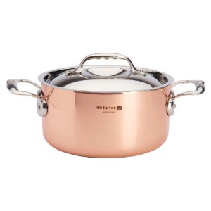 Koper-roestvrij staal kookpot met deksel, 24 cm / 5,4 l <<Inocuivre>> - merk de Buyer