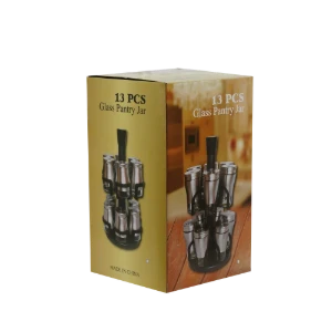Set di 12 contenitori per spezie, in vetro, con supporto in metallo