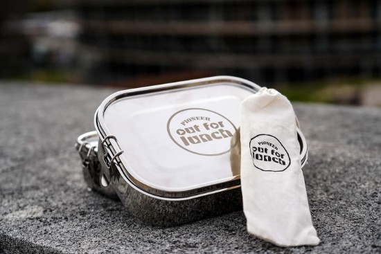 Coffret lunch, avec 3 accessoires, acier inoxydable, 800ml, "Out of Lunch" - Grunwerg