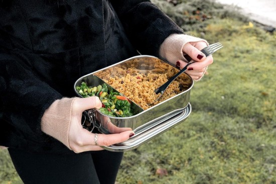 Coffret lunch, avec 3 accessoires, acier inoxydable, 800ml, "Out of Lunch" - Grunwerg