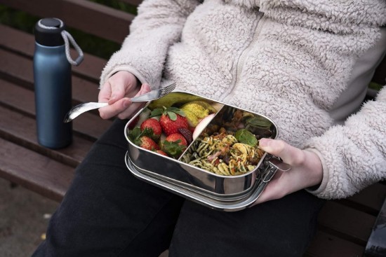 Coffret lunch, avec 3 accessoires, acier inoxydable, 800ml, "Out of Lunch" - Grunwerg