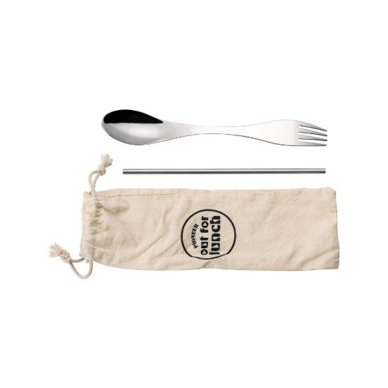 Set de lonchera, con 3 accesorios, acero inoxidable, 1400ml, "Out of Lunch" - Grunwerg