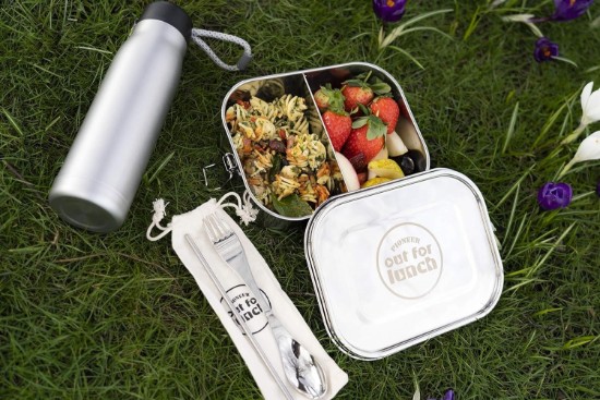 Set de lonchera, con 3 accesorios, acero inoxidable, 1400ml, "Out of Lunch" - Grunwerg