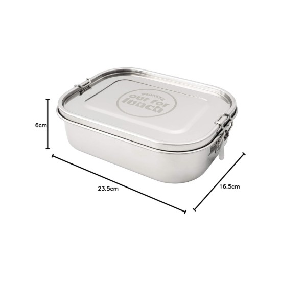 Set de lonchera, con 3 accesorios, acero inoxidable, 1400ml, "Out of Lunch" - Grunwerg