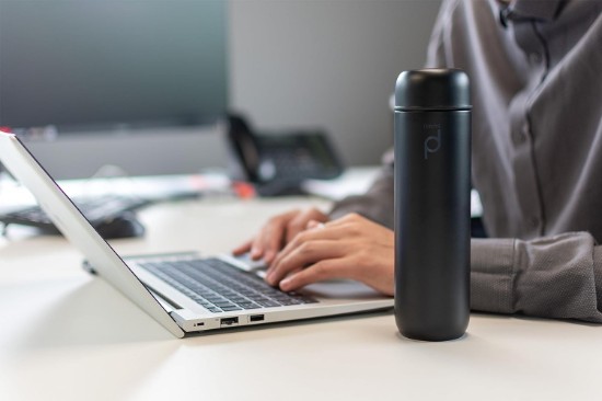 Bottiglia termoisolante in acciaio inox, 300 ml, "DrinkPod", Nero - Grunwerg