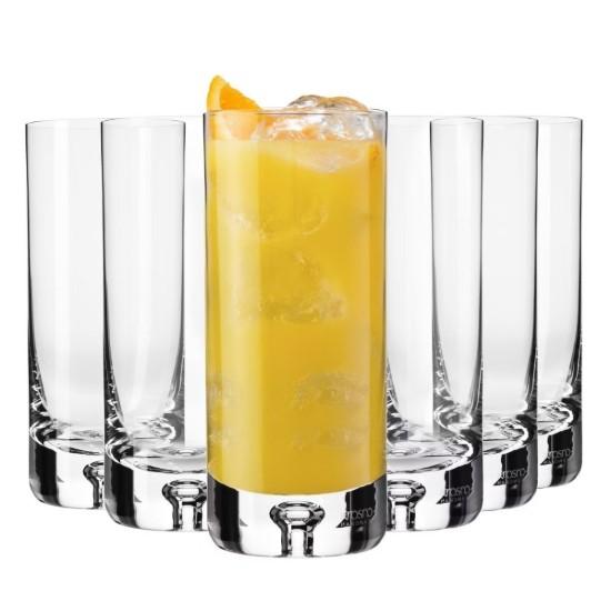 Conjunto de 6 copos Long Drinks em vidro cristalino, 300 ml, "Legend" - Krosno