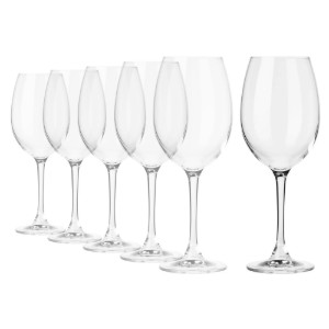 Set van 6 rode wijnglazen, gemaakt van kristallijn glas, 360 ml, "ELITE" - Krosno