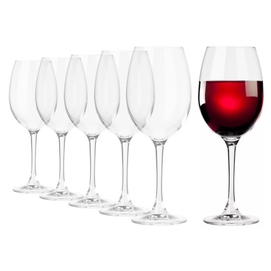 Set di 6 bicchieri da vino rosso, in vetro cristallino, 360 ml, "ELITE" - Krosno