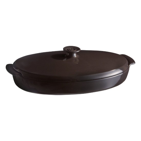 Steam cooking dish, ceramic, 42x25cm/1.9L, "PAPILLOTE", Charcoal - Emile Henry