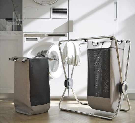 Laundry basket, 2 compartments, steel frame, 74.2 x 42 x 75.4 cm - simplehuman