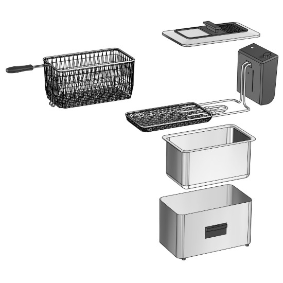 Friteuse met oliefilter, 3 L, 2000 W, Zilverachtig - Zokura