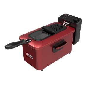 Friteuse met oliefilter, 3 L, 2000 W, Rood - Zokura
