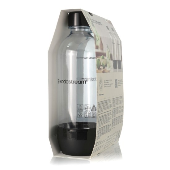 Set of 2 carbonation bottles, plastic, 1 L, White/Black - Sodastream