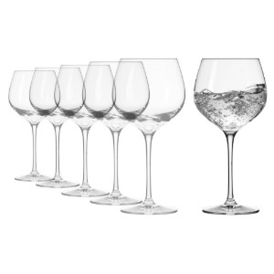 Set 6 bicchieri acqua, vetro cristallino, 570ml, "Harmony" - Krosno