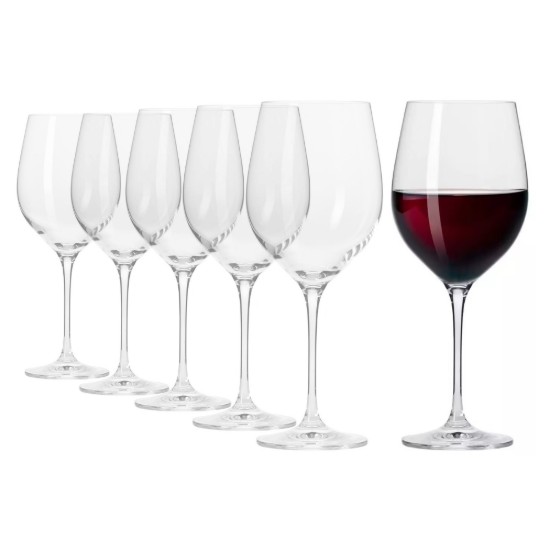 Set van 6 "Harmony" rode wijnglazen, 450 ml - Krosno