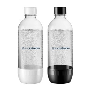 Set di 2 bottiglie di carbonatazione, plastica, 1 L, Bianco/Nero - Sodastream