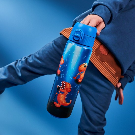 SLIM Kinder Trinkflasche, Edelstahl, 600 ml, Dino Band - Ion8