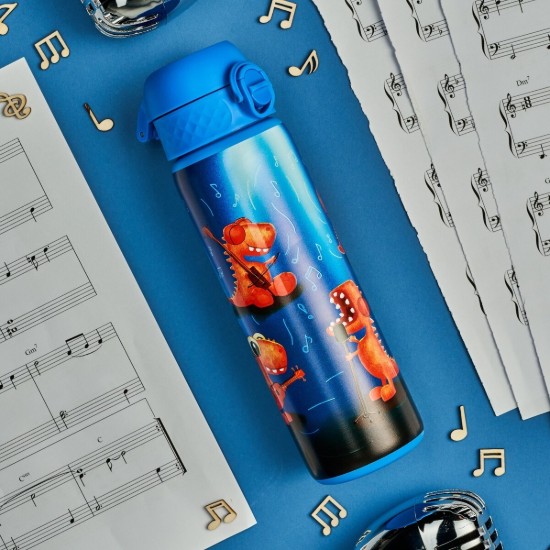 SLIM Kinder Trinkflasche, Edelstahl, 600 ml, Dino Band - Ion8