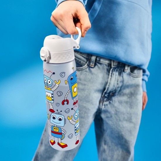 Waterfles "Slim" voor kinderen, recyclon™, 500 ml, Robots - Ion8