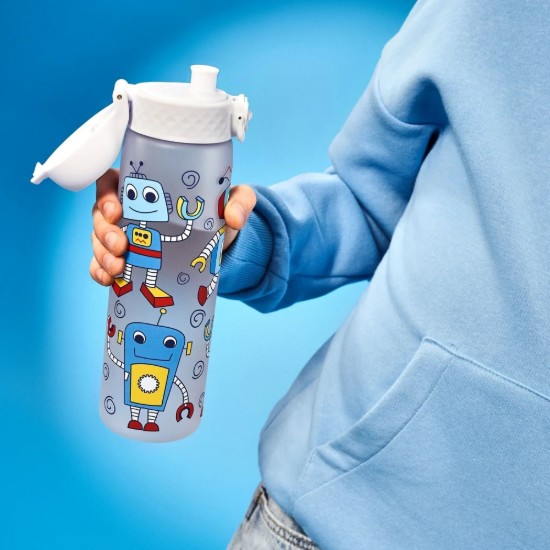 Waterfles "Slim" voor kinderen, recyclon™, 500 ml, Robots - Ion8