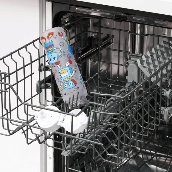 Waterfles "Slim" voor kinderen, recyclon™, 500 ml, Robots - Ion8