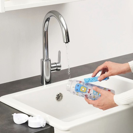 Waterfles "Slim" voor kinderen, recyclon™, 500 ml, Robots - Ion8