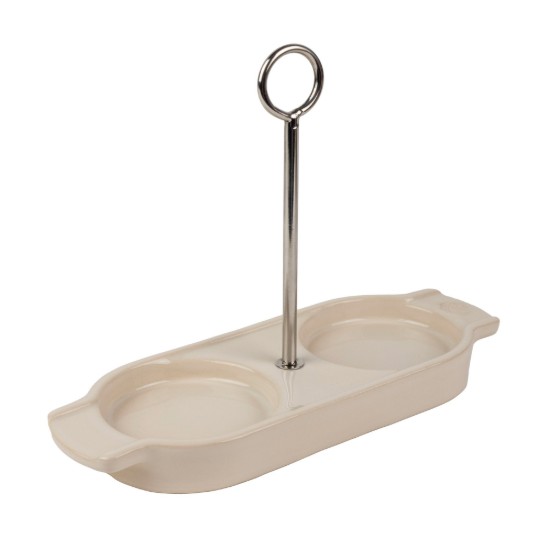 Supporto per 2 macina sale e pepe in grani, ceramica, "Linea" Ecru - Peugeot