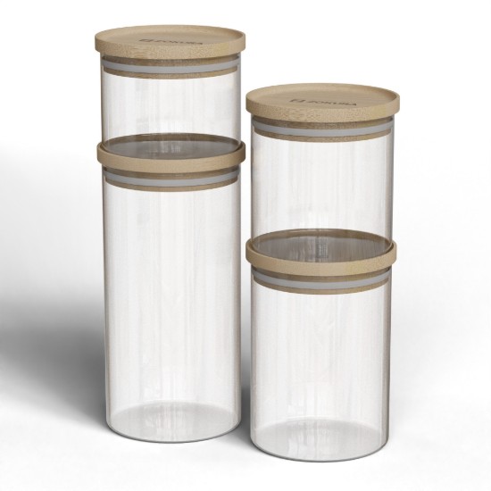 Container, borosilicate glass, Ø9,5cm, 300ml, with bamboo lid - Zokura