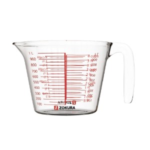 Ingrediëntenmaatbeker, van glas, 1000ml - Zokura