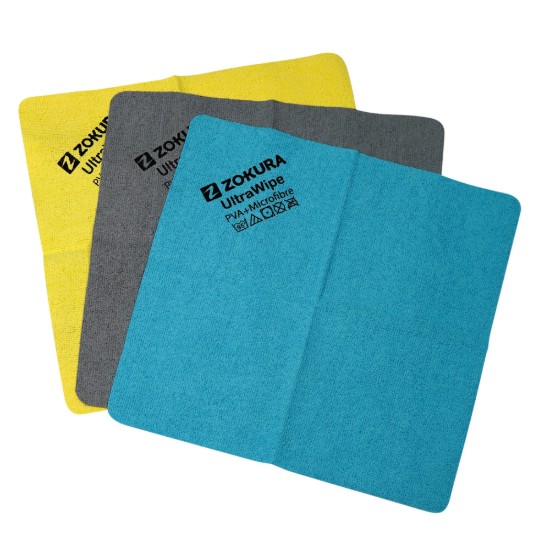 Set di 3 panni per la pulizia "Genius", microfibra PVA, 30 × 30 cm - Zokura