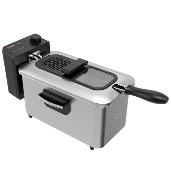 Friteuse met oliefilter, 3 L, 2000 W, Zilverachtig - Zokura